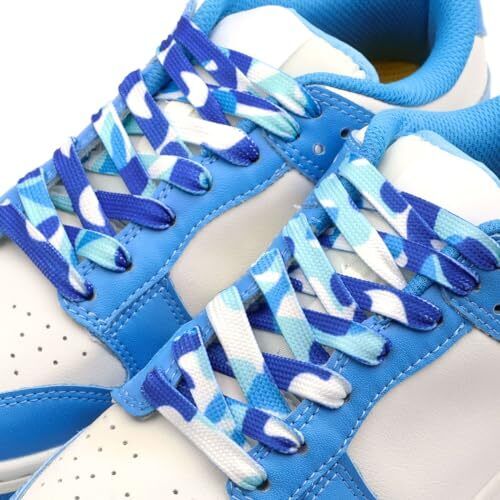 Colorful Flat Shoe Laces: 2 Pair Rainbow Printed 47Inch (120CM) 15 Blue Camo - Bild 3 von 6