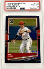 2020 Donruss Optic #128 Trea Turner PANDORA BLUE PRIZM /99 PSA 10 GEM MINT