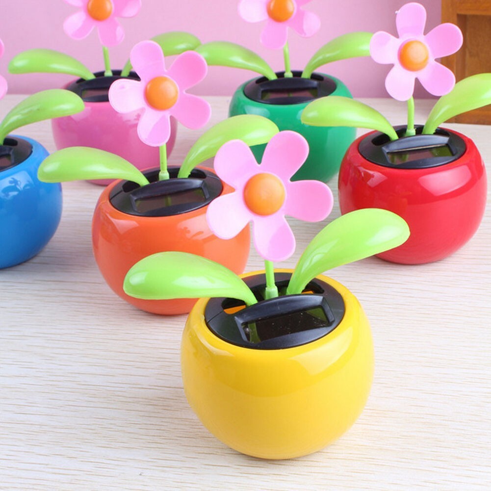 Adorable Solar Powered Bobble Head Flowers Set of 4 See through
