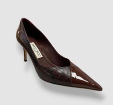Jimmy Choo Women's Red Snake-Embossed Leather Patent Pump Shoes Size 38.5