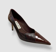 Jimmy Choo Women's Red Snake-Embossed Leather & Patent Pump Shoes Size 38.5