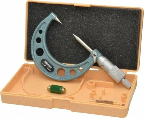Mitutoyo 1 to 2 ", 49mm Throat Depth, Ratchet Stop, Mechanical Point Micromet...