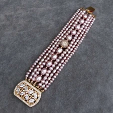 7 Rows Natural Fresh Water Pearl Multilayer Charm Bracelet Original Design