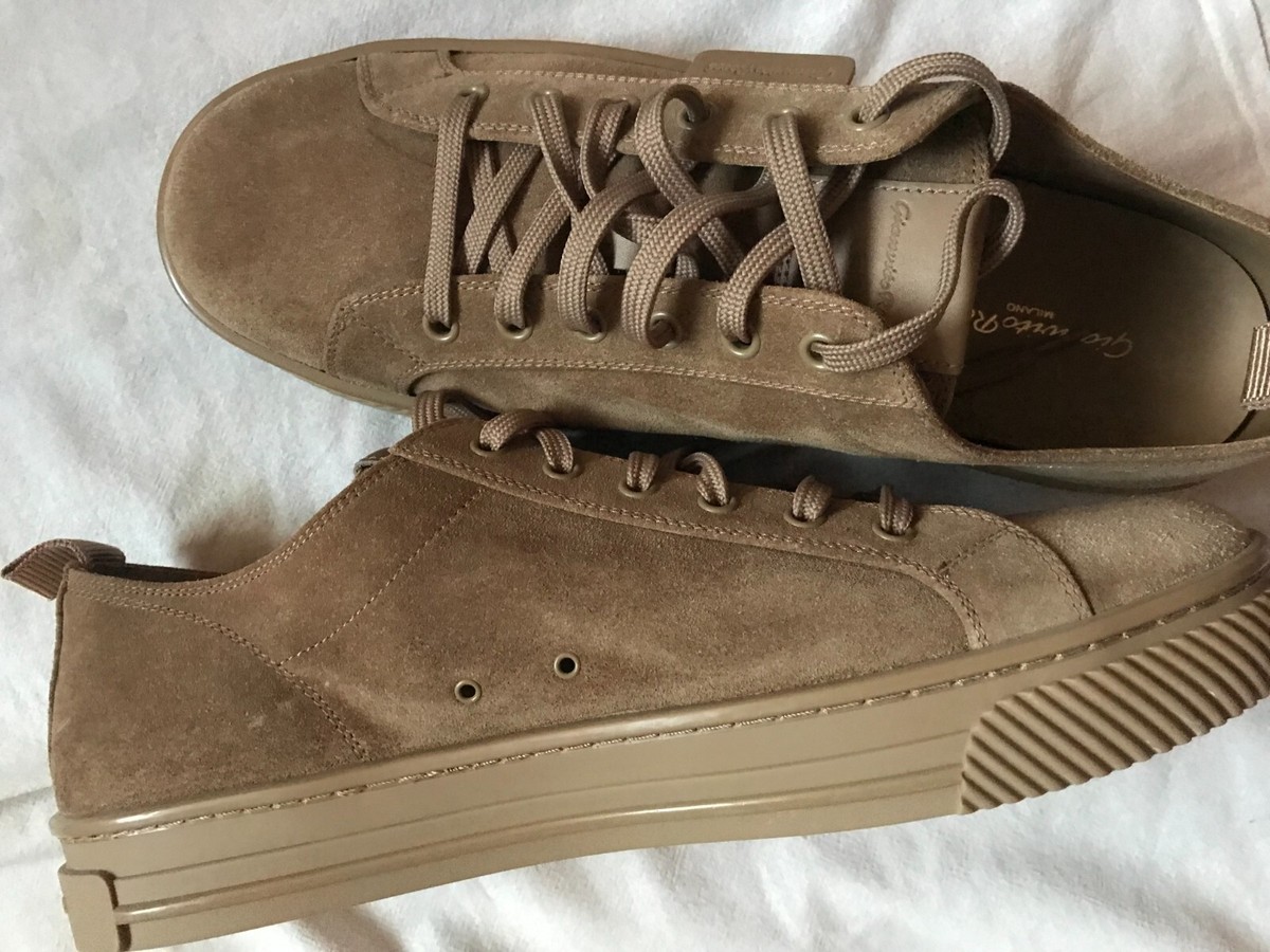 $650 GIANVITO ROSSI MEN'S BROWN 360 LOW SUEDE SNEAKER SHOES