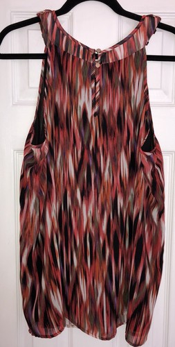 Calvin Klein Sleeveless Blouse Top Orange Brown Green 0X NWT - Picture 7 of 8