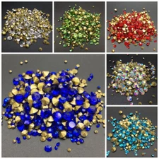 1440pcs ss6-ss28 Mixed Size Round Pointed Back Crystal Glass Rhinestone DIY