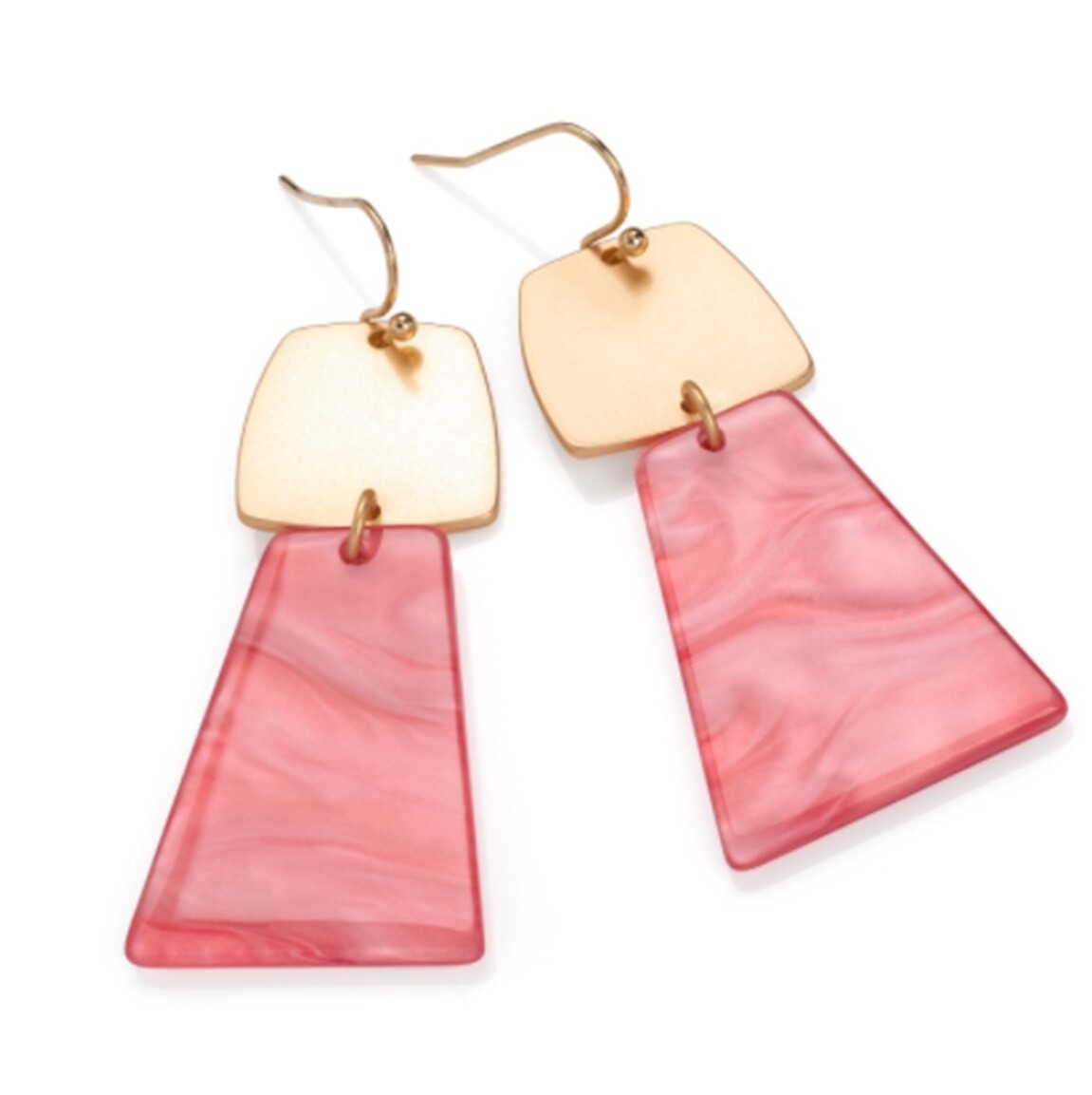 Pink Marble Earrings Dangle Geometric Pierced ears