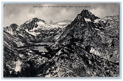 Cascades Washington WA Postcard Aerial View Of Snow Lakes Mountains Scene 1909