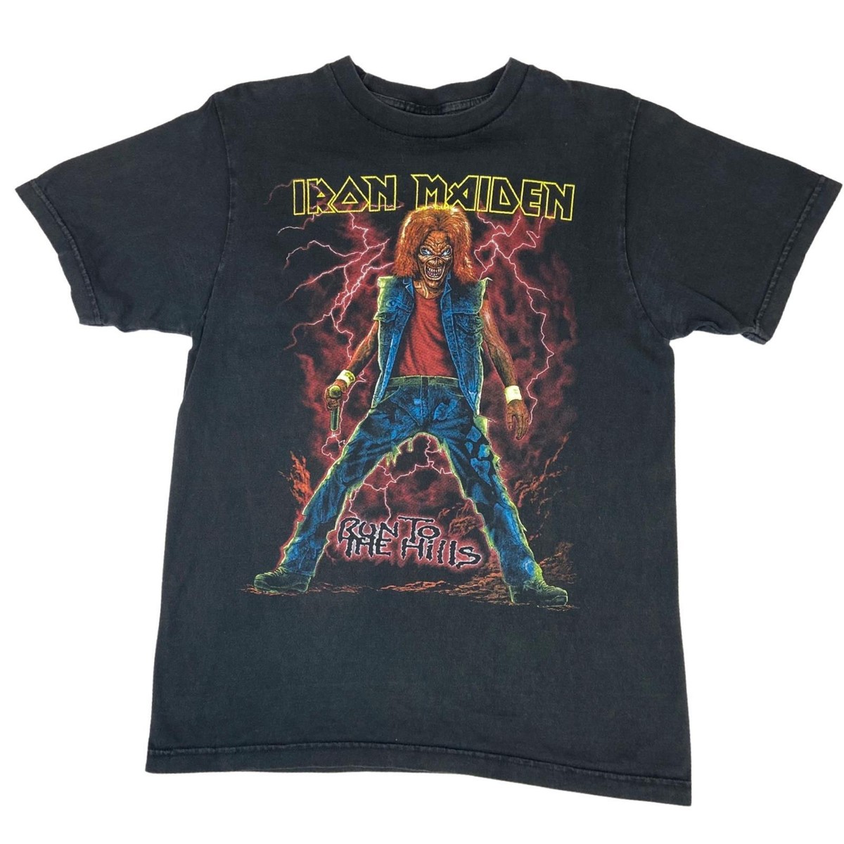 Vintage 90s Black Iron Maiden Run To The Hills Eddie Graphic