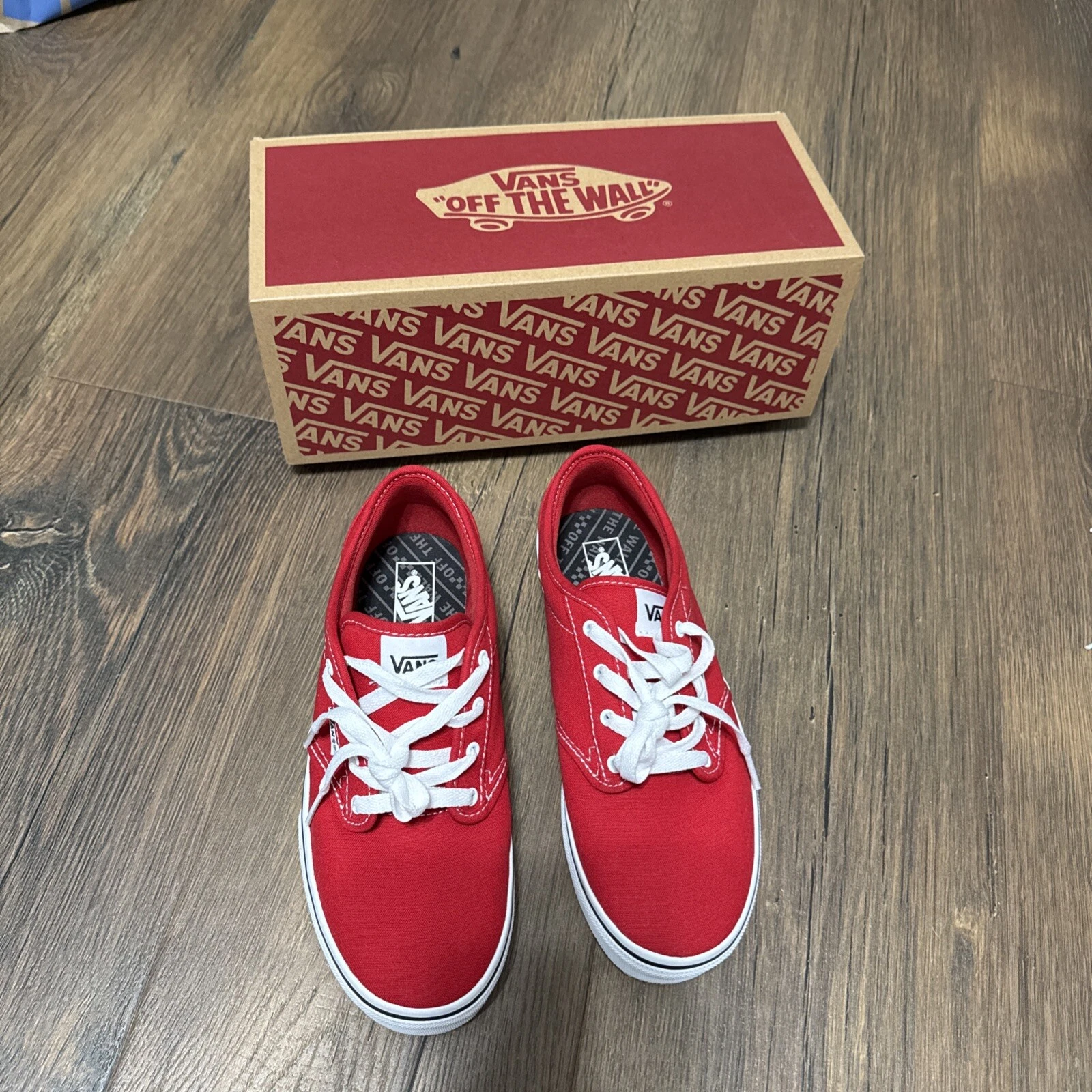 Scarpe Vans Off The Wall 721356 U.S 6.0 Youth Canvas Rosso Lato Scacchiera Atletica