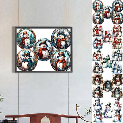 5D DIY Full Round Drill Diamond Painting Xmas Snowman Kit Home Decor ...