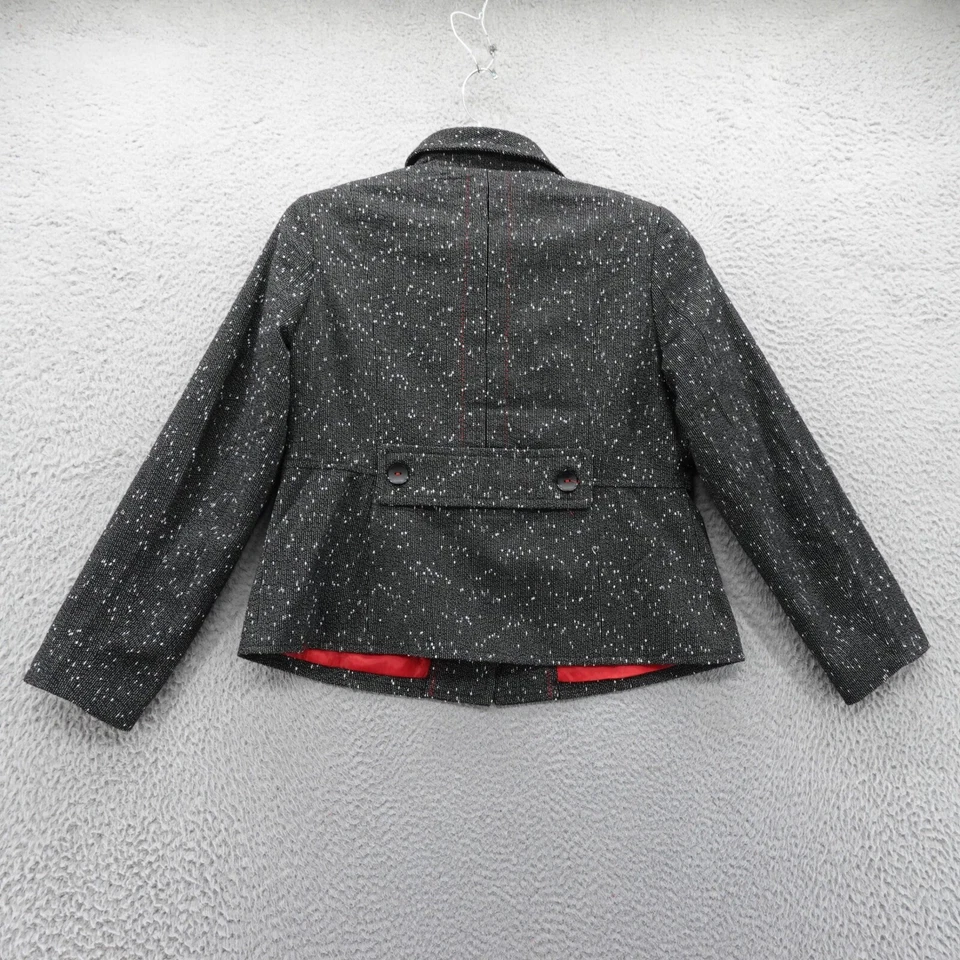 Blazer de tweed de lana colección Mary McFadden talla 14 negro blanco para mujer vintage Foto 2 de 4