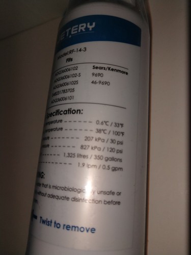 Jetery RF-14-3 Refrigerator Water Filter Brand New - Picture 4 of 5
