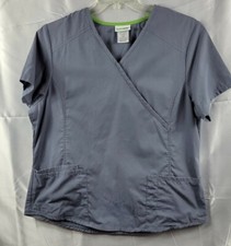 Scrubstar Scrub Top Womens Size Large Condor Grey Pit To Pit 24 in Mock Wrap