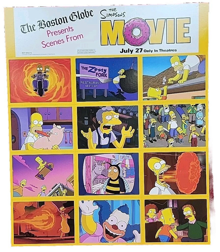 2007 THE SIMPSONS MOVIE PROMO FULL SHEET 12 TRADING CARDS TRIVIA