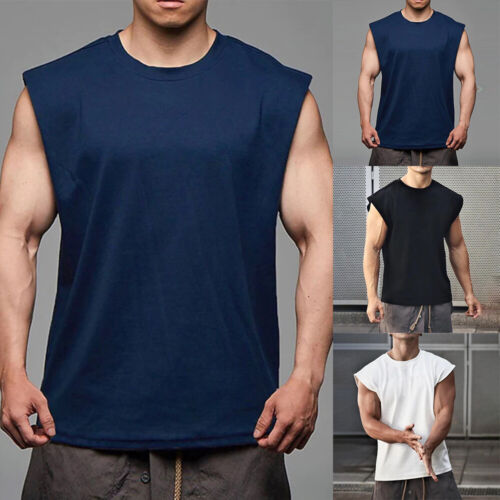 Mens Gym Sport Tank Vest Tops Sleeveless Bodybuilding Fitness Muscle Tee T-shirt - Picture 3 of 23