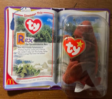 2000 McDonald's TY Teenie Original Beanie Dinosaur Trio Rex The Tyrannosaurus