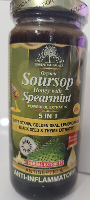 Organic Soursop Honey With Spearmint Antiseptic & Anti Inflammatory 5 IN 1 16 OZ