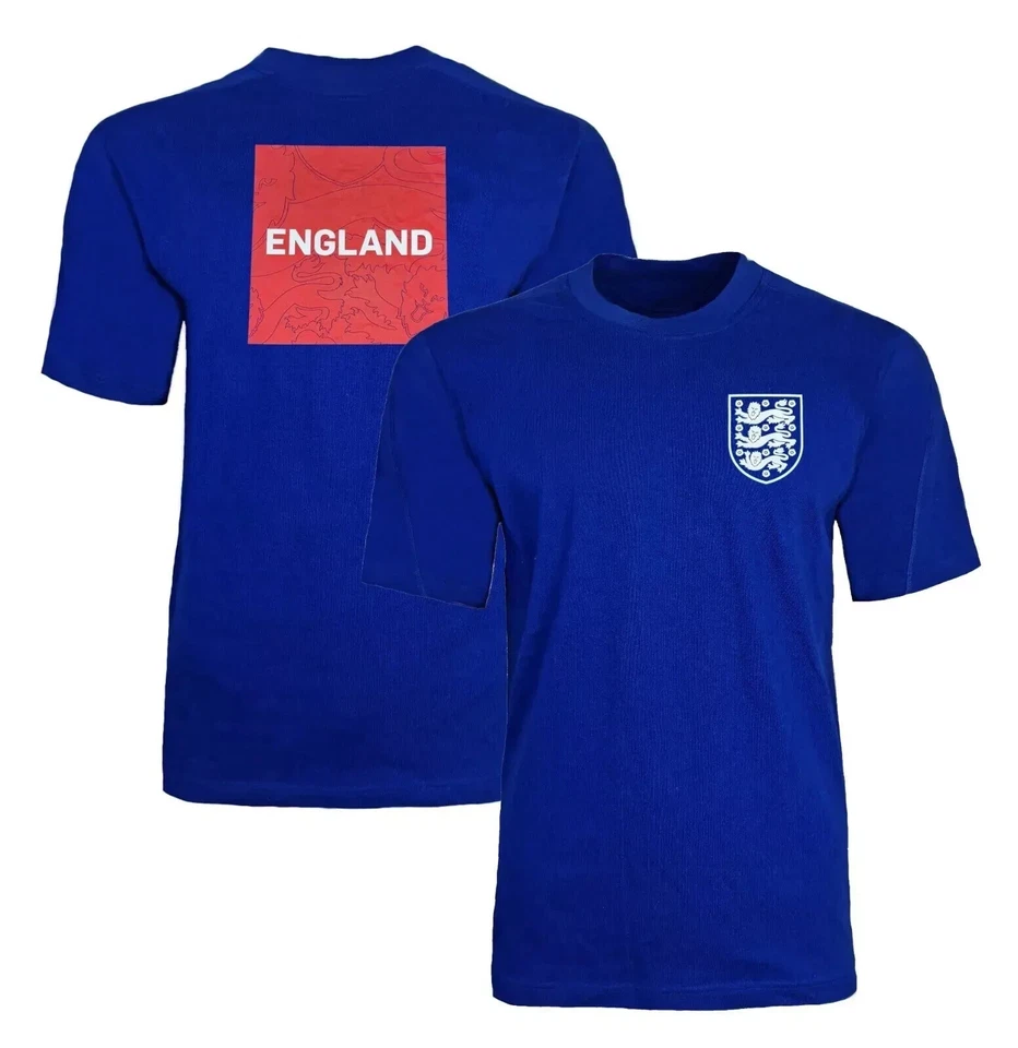 FANATICS England Football T Shirt Kids Boys Top National Team Crest Blue