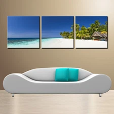BEACH ready to hang wall art print mounted on fiberboards/better than Canvas art