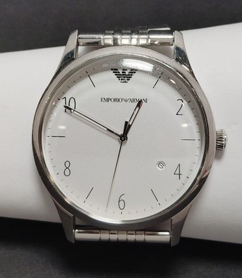 Emporio Armani AR1867 Classic 41MM Silver Dial Stainless Steel Men's Watch Date