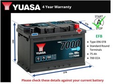 EFB Car Battery fits SUBARU XV SOLTERRA LEGACY 1.6 2.0 2.2 89 to 23 Stop Start