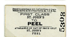 Railway Ticket Isle of Man 1st Class Single St Johns - Peel