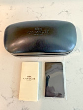 Coach New York Black Hard Sun Glasses Case with Cleaning Cloth  Paper - New
