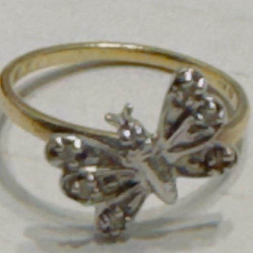 10K gelb weiß Schmetterling Ring Größe 6 zart zierlich klein zweifarbig Gold 1,6 g - Bild 5 von 13