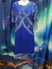 Vintage Retro 1980's Lawrence Kazar Fully Sequinned Evening Dress size Large