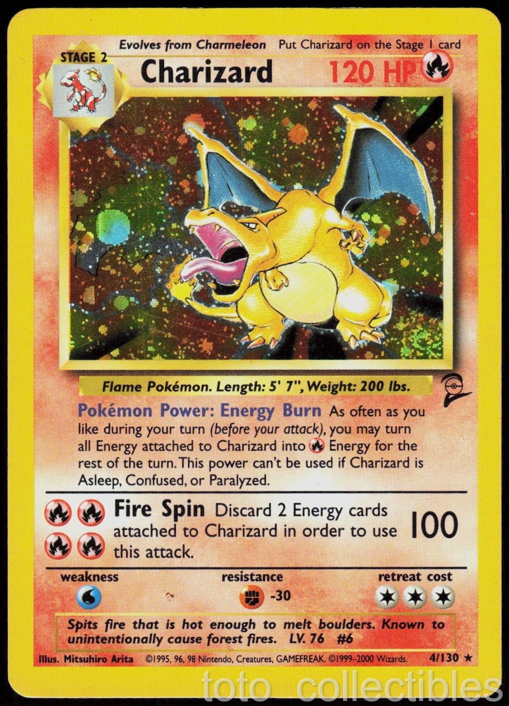 Charizard 4/130 Holo Rare Base Set 2 Pokemon Moderately Played