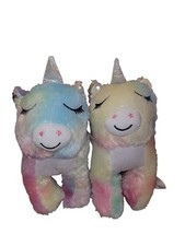 Lot Of 2 Plush Unicorn Crossbody Purse Coin Rainbow Sequins Glitter Tie Dye Girl