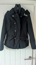 Superdry Ladies Pea Coat Jacket  black  size S Heavy