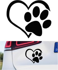 Pet Dog Paw Print Heart Vinyl Decal, 4.6" x 3.7" Reflective Bumpe Color: Black