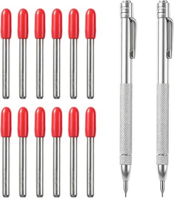 Hartmetall Anreißstift 2er Pack mit 12 Ersatzspitzen Metall Ritzen