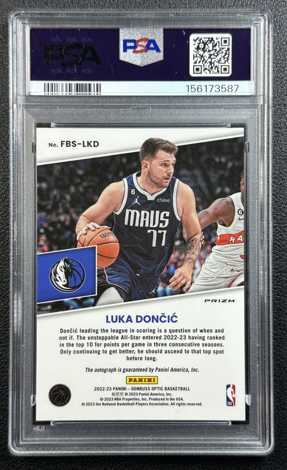 POP 6 LUKA DONCIC PSA 10 2022 DONRUSS OPTIC FAST BREAK SIGNATURES PRIZM AUTO GEM view 2
