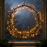Metall Kranz Schwarz 40 Cm - 192 Gold Led - Garten Deko Beleuchtung AußEn Timer