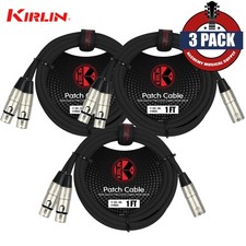3-PACK Kirlin Y-301-01 1FT XLR Male to Dual XLR Female Y-Cable