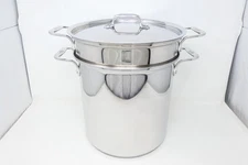 3 Piece All Clad Stainless Steel 12 Qt Multi Stock Pot with Pasta Strainer & Lid