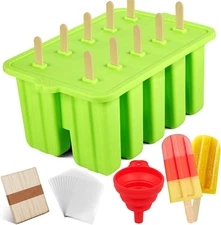 Popsicles Molds,10-Cav Silicone Popsicle Molds for Kid, BPA-Free #Green 