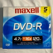 Maxwell 4.7 DVD-R 5 pk Brand New sealed package  120 Min Up To 16X Max