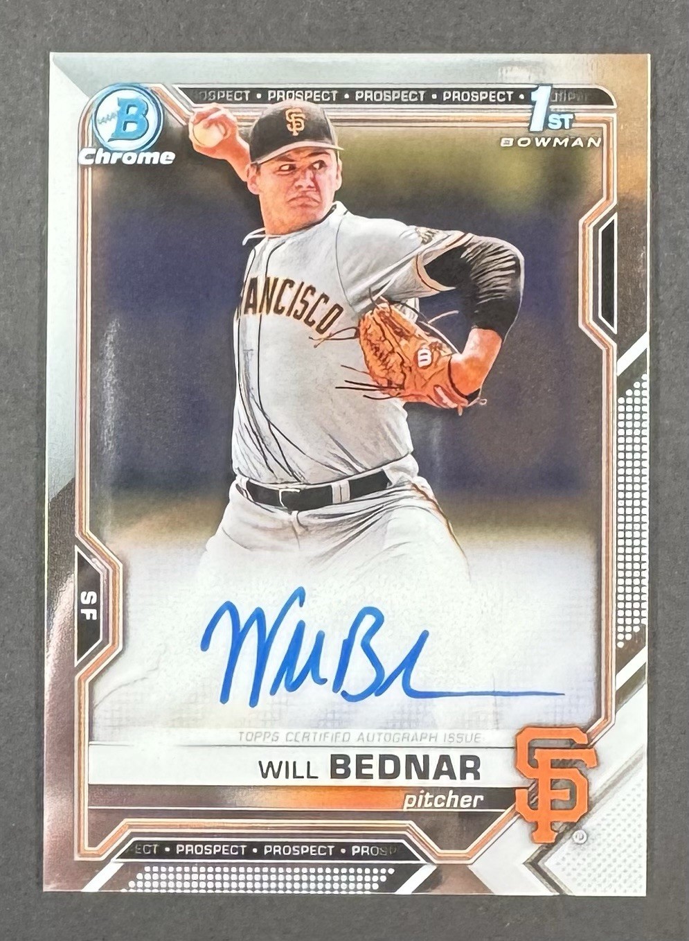 2021 Bowman Draft Chrome Will Bednar Auto #CDA-WB Giants