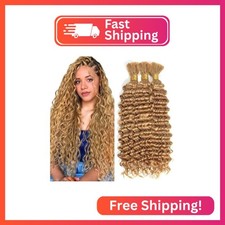 27 Honey Blonde Human Braiding Hair Deep Wave Bulk 26 26 26 Inch Blonde Deep Cu