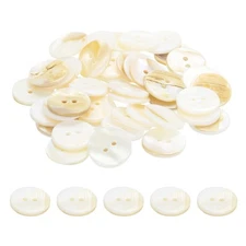 50 Pcs 18mm Mother of Pearl Buttons, 2 Holes Pearl Shell Buttons, Cream White