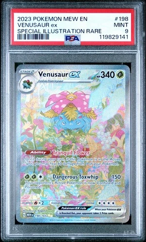 VENUSAUR EX 2023 POKEMON MEW EN-151 SPECIAL ILLUSTRATION RARE #198 SIR  PSA 9
