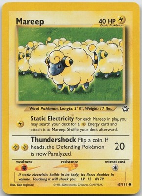 Mareep Common Unlimited Neo Genesis 065/111 LP Ken Sugimori