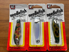 3 Luhr Jensen Needlefish Discontinued Pre Rapala Size 3 Frog and Fish Scale