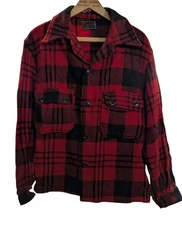 Chippewa Woolen Mills Red And Black Plaid Wool Vintage 40's Jacket O