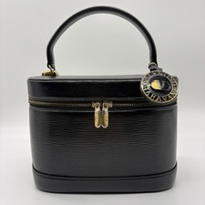Valentino Garavani Handbag Vanity Bag Purse Leather Black Gold Hardware Auth!