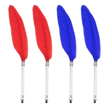 4 Pcs Feather Ballpoint Pen Vintage Quill Ballpoint Pen, Blue Red